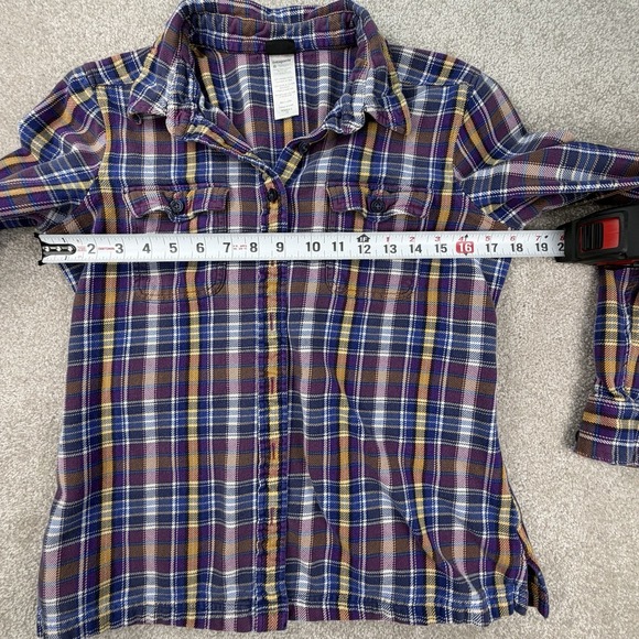 Patagonia Women's Fjord Flannel Shirt Sz 10 Organic Cotton Purple Plaid - Picture 6 of 7